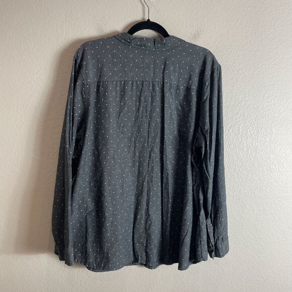 Old Navy Womens Plus XXL Gray Polka Dot Long Sleeve Button Up Shirt Cotton Top - Picture 8 of 8
